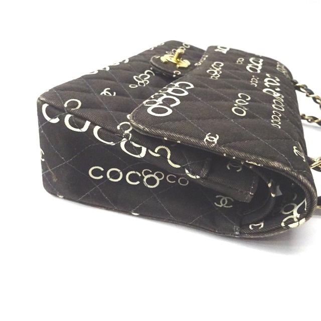 CHANEL(シャネル)のシャネル チェーンショルダーバッグ COCOプリント キャンバス ブラック系 ゴールド金具 レディース CHANEL Ft5844826 中古 レディースのバッグ(ショルダーバッグ)の商品写真