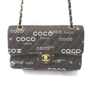 シャネル(CHANEL)のシャネル チェーンショルダーバッグ COCOプリント キャンバス ブラック系 ゴールド金具 レディース CHANEL Ft5844826 中古(ショルダーバッグ)