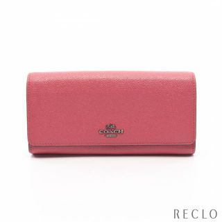 コーチ(COACH)のフラップウォレット 二つ折り長財布 レザー ピンクパープル(財布)