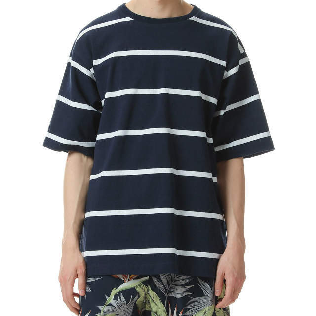 22 S/S Border T-Shirt (GRAY × NAVY)