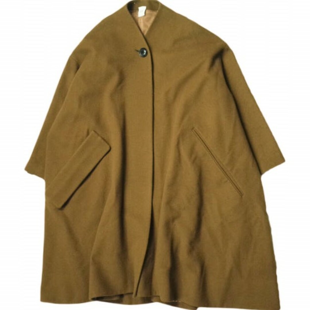 ELIN エリン 日本製 Wool-blend asymmetry coat ウールブレンド アシンメトリーコート 11705-33-0603 36 MD BROWN ノーカラー アウター【ELIN】