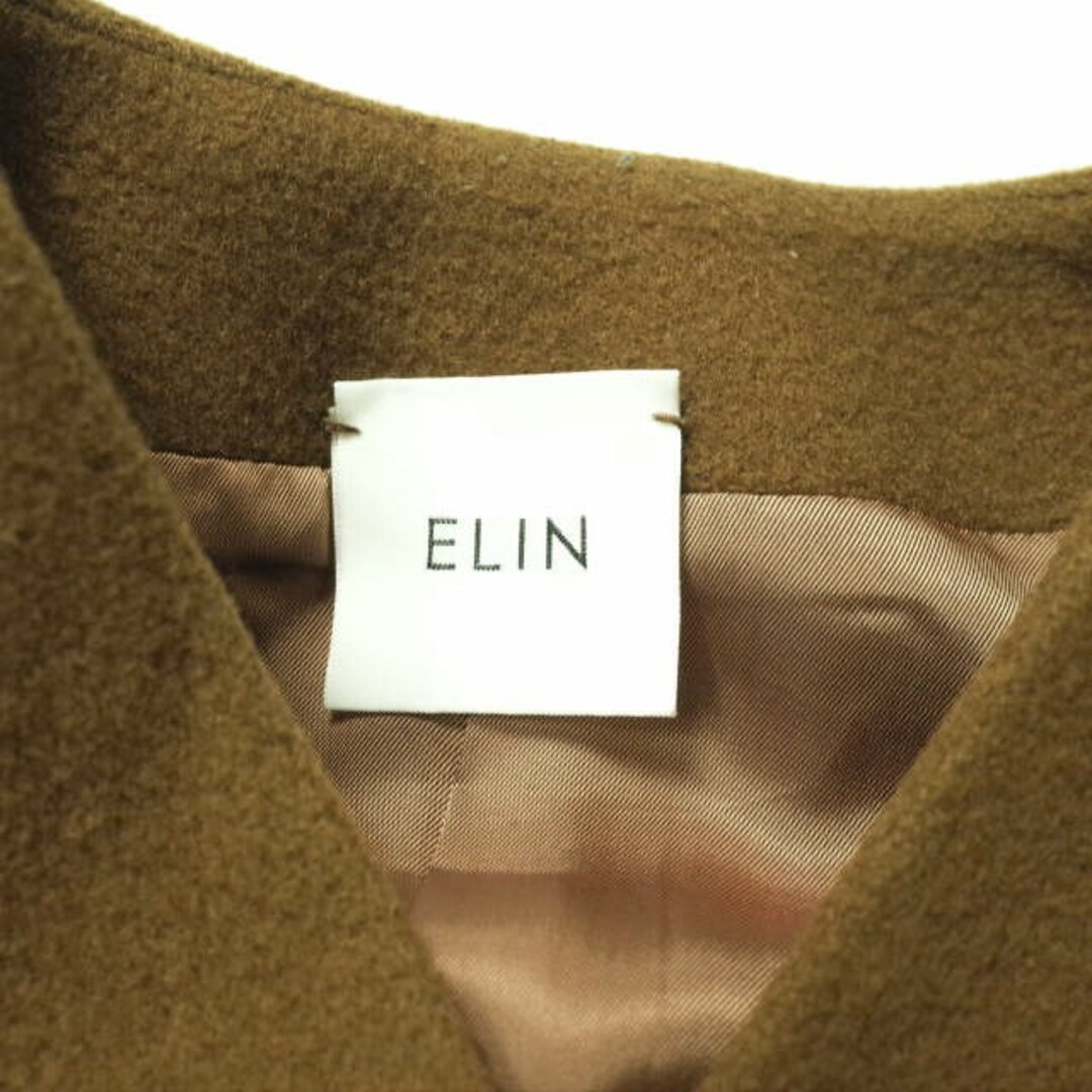 ELIN エリン 日本製 Wool-blend asymmetry coat ウールブレンド アシンメトリーコート 11705-33-0603 36 MD BROWN ノーカラー アウター【ELIN】 2