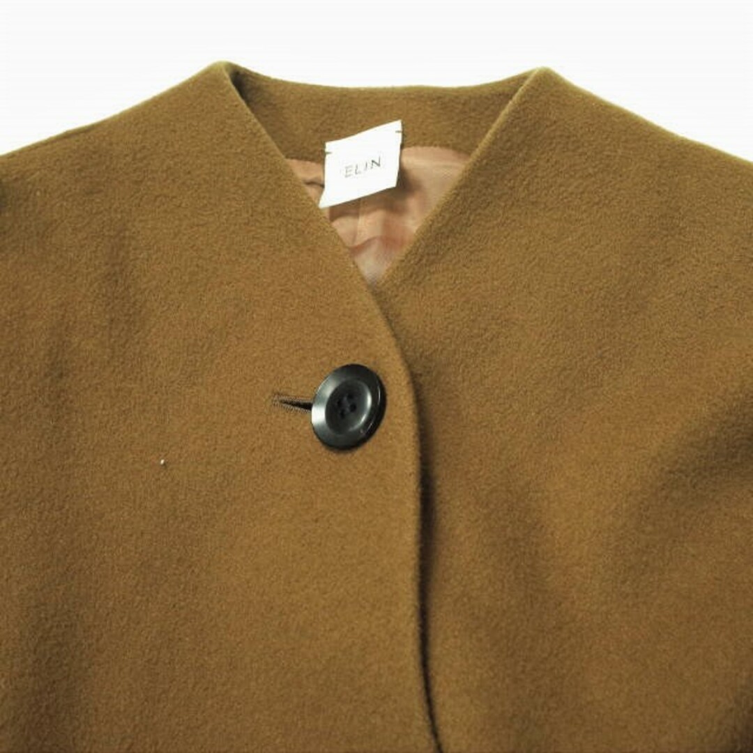 ELIN エリン 日本製 Wool-blend asymmetry coat ウールブレンド アシンメトリーコート 11705-33-0603 36 MD BROWN ノーカラー アウター【ELIN】 3