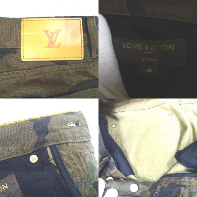 ルイ・ヴィトン デニムパンツ シュプリームコラボ カモフラ LVロゴ HDD96WDSQ ブラウン×カーキ #28 メンズ LOUIS VUITTON Ft584531