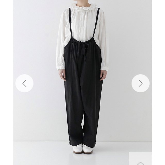 nest Robe ブラックリネン ドロストサロペット