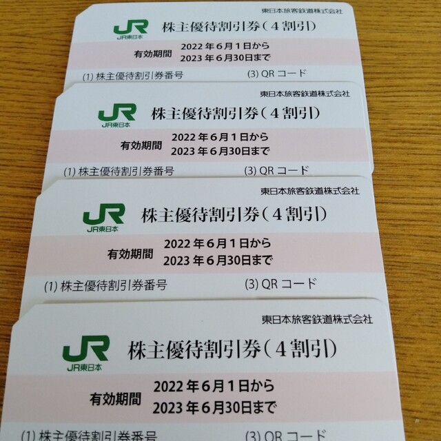 新幹線など4割引で乗れます!　JR東日本株主優待割引券4枚