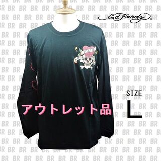 エドハーディー(Ed Hardy)の新品　アウトレット品　【Ed Hardy】　Ｌ　ブラック　ロンＴ　長袖Ｔシャツ(Tシャツ/カットソー(七分/長袖))