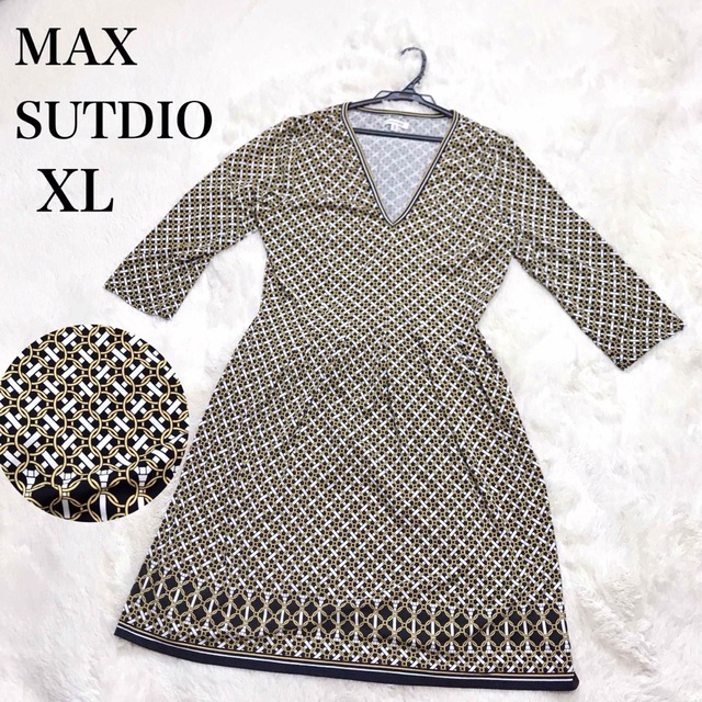 美品 XL 大きいサイズ アメリカ発 MAX STUDIO 総柄 ワンピース レディースのワンピース(ひざ丈ワンピース)の商品写真