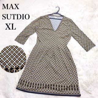 美品 XL 大きいサイズ アメリカ発 MAX STUDIO 総柄 ワンピース(ひざ丈ワンピース)