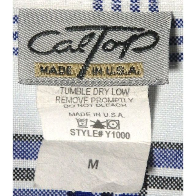 CALTOP(カルトップ)の古着 CALTOP チャックシャツ M(タイト）アメリカ製 ホワイト ブルー メンズのトップス(シャツ)の商品写真