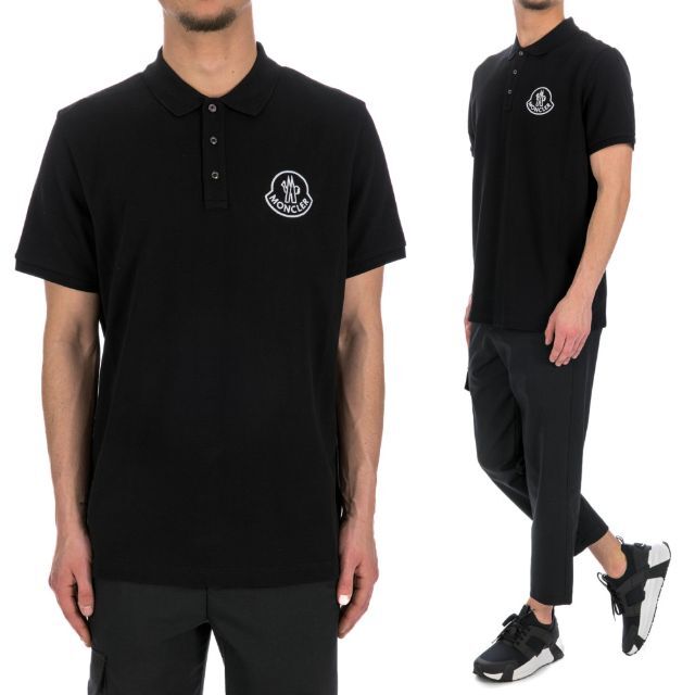 82 MONCLER ブラック 半袖 ポロシャツ size XL 色々な 18079円