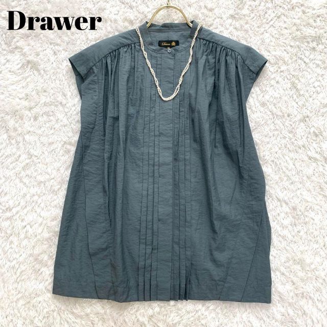 Drawer - 極美品 ドゥロワー ブラウス ノースリーブ ピンタック グリーン 38 20SSの通販 by はるママ's shop土日祝は