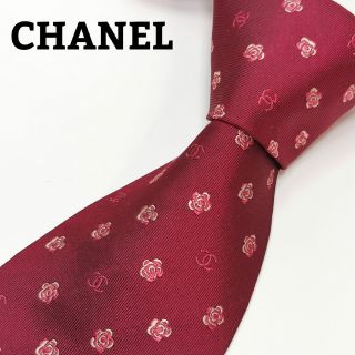 シャネル(CHANEL)の★美品★　シャネル　ネクタイ　バラ柄　ボルドー(ネクタイ)