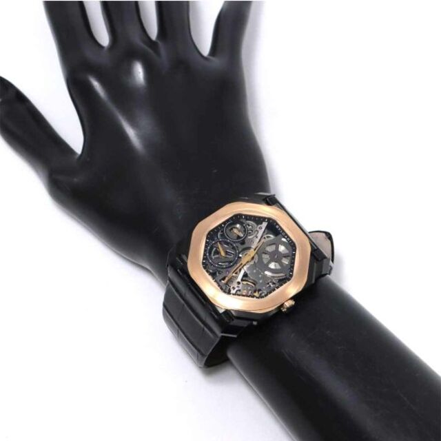 極美品　ブルガリ　時計　メンズ　K18 YG　SS 　コンビ　黒　ウォッチ