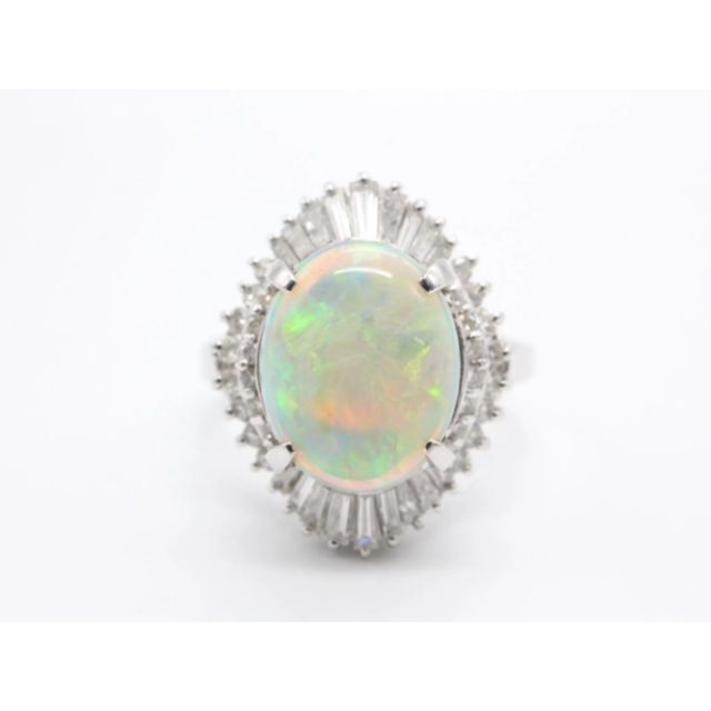 Pt900★プラチナ オパール ダイヤ デザインリング 指輪 レディースのアクセサリー(リング(指輪))の商品写真