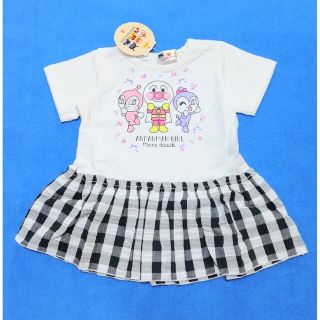 アンパンマン(アンパンマン)の新品　100cm　アンパンマン　2022リップルフリル半袖Tシャツ　ブラック(Tシャツ/カットソー)