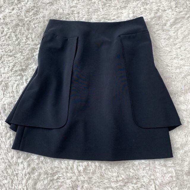 美品✨フォクシー ペプラムスカート ネイビー ホイップ 38 - ミニスカート
