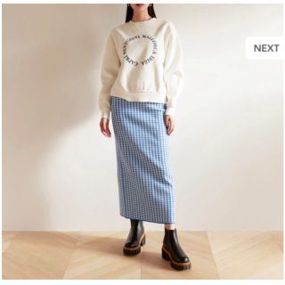 シールームリン(SeaRoomlynn)のBACKスリットKNITスカート(ギンガム/ブルー, M)　(ロングスカート)