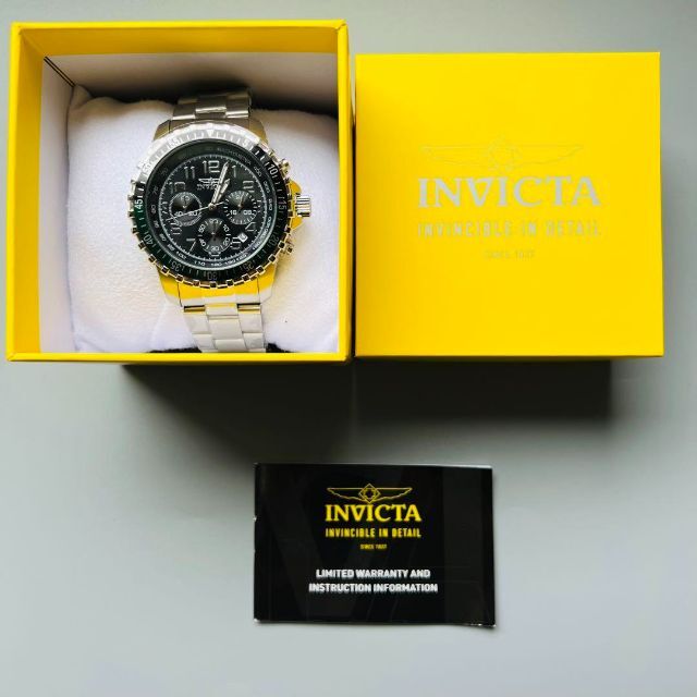 インビクタ 腕時計 メンズ ブラック グリーン 新品 クォーツ クロノ