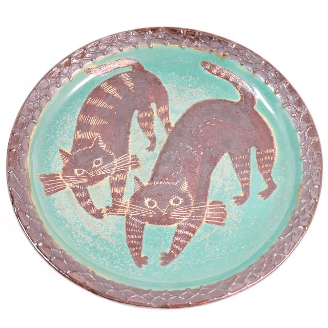 こんがり舎　大皿　猫柄　プレート　未使用　陶器