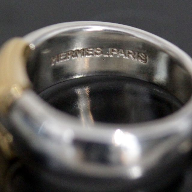 エルメス HERMES Hロゴ コンビ リング 12.5号 K18 925 黄石