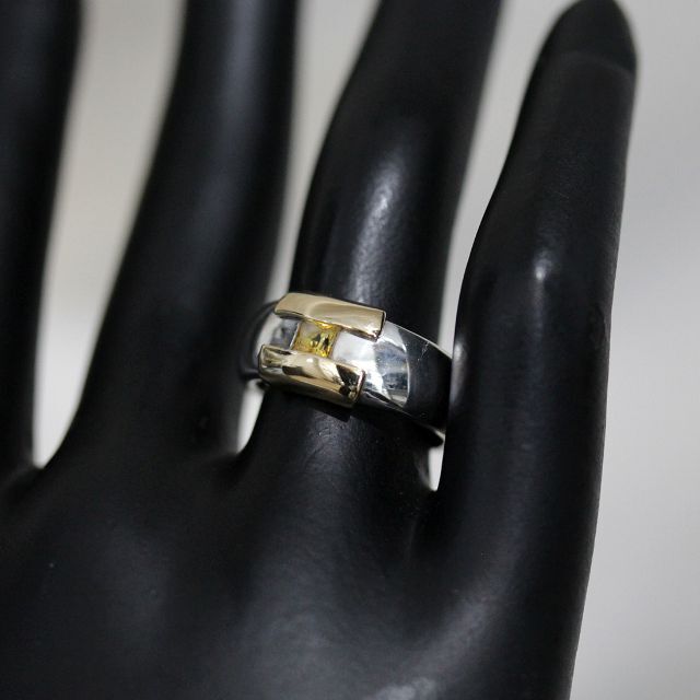 エルメス HERMES Hロゴ コンビ リング 12.5号 K18 925 黄石