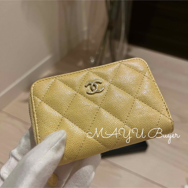 CHANEL コインケース　ジップコインパース　イエロー　キャビアスキン