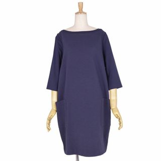 マックスマーラ(Max Mara)のマックスマーラ Max Mara WEEKEND ワンピース 七分袖 コットン 無地 トップス レディース M ネイビー(ひざ丈ワンピース)