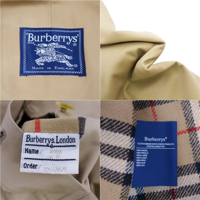 BURBERRY(バーバリー)の極美品 Vintage バーバリー Burberrys コート ベルト付き 英国製 ライナー付き ステンカラーコート バルマカーンコート アウター レディース 8(M相当) ベージュ レディースのジャケット/アウター(その他)の商品写真