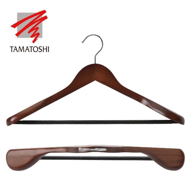 タマトシ 木製 ハンガー メンズ スーツ シャツ ジャケット用 6本組 アンティ 2
