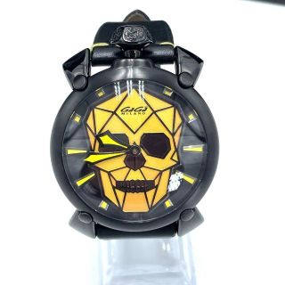 【美品】ガガミラノ　gagamilano スカル　青　ラバーベルト