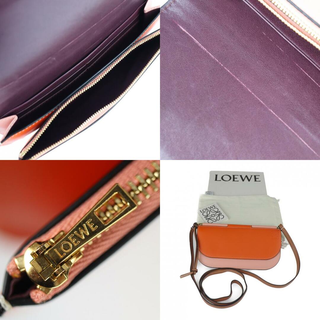 LOEWE ロエベ  GATE POCHETTE ゲートポシェット ショルダーバッグ 11354BU52 レザー   オレンジ系 ピンク系 ゴールド金具 ショルダーウォレット 長財布 【本物保証】 3