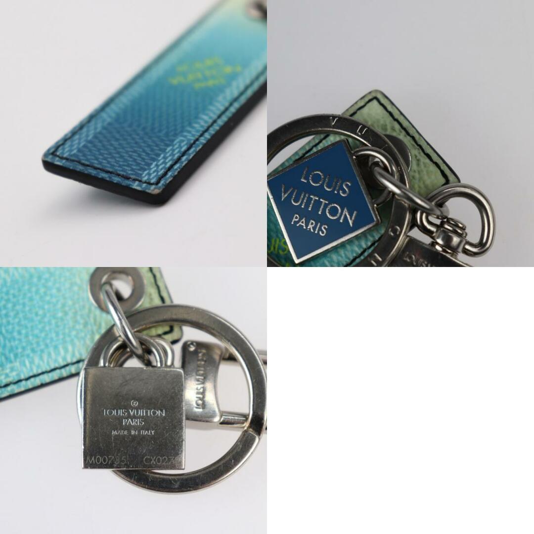 LOUIS VUITTON ルイ ヴィトン ポルトクレ ダミエ ストライプス キーホルダー M00735 PVC メタル ブルーヴェール シルバー金具 キーリング バッグチャーム ビトン 【本物保証】