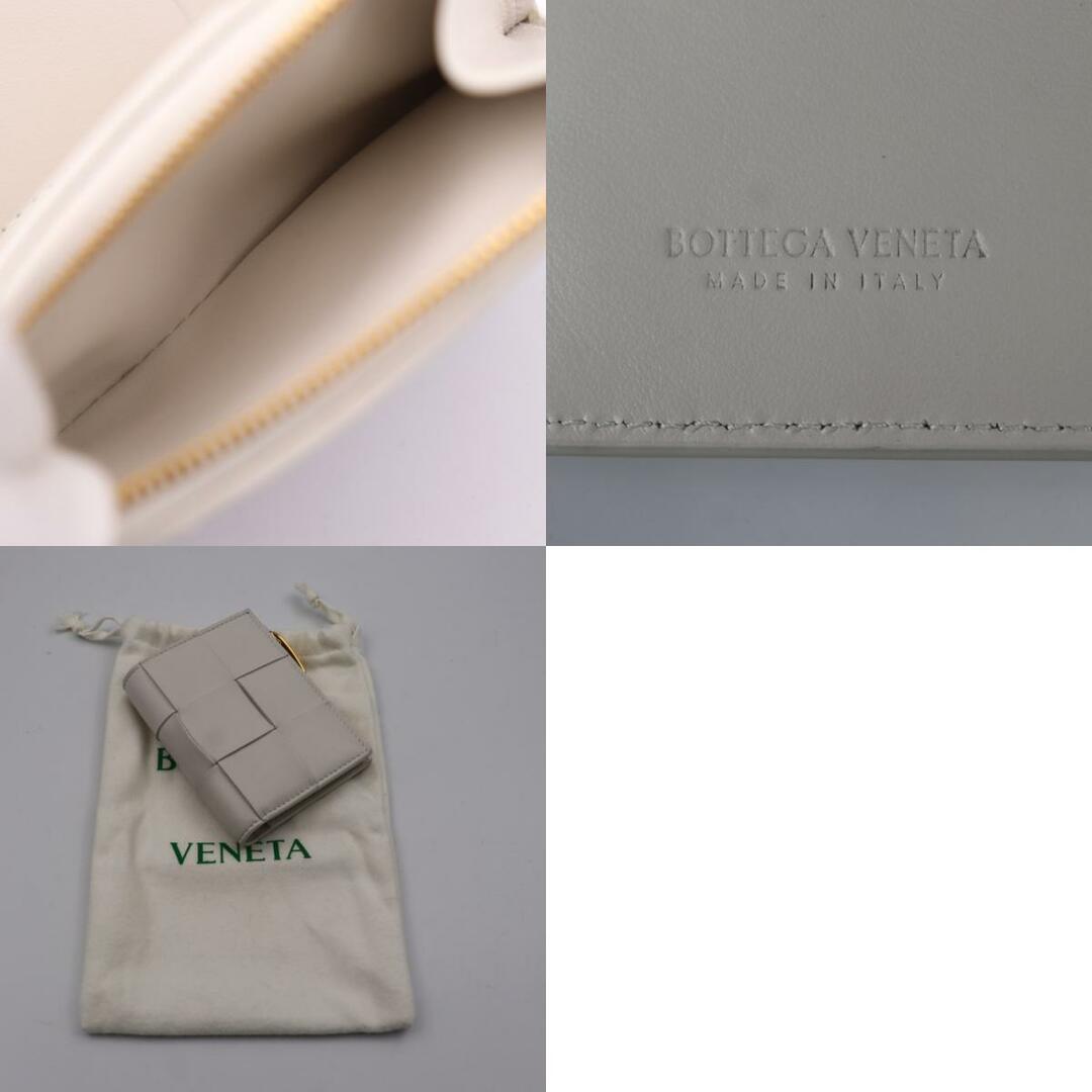 BOTTEGAVENETA ボッテガヴェネタ カセット イントレチャート 二つ折りファスナーウォレット 二つ折り財布 706010 ラムスキン   チョーク ゴールド金具   【本物保証】