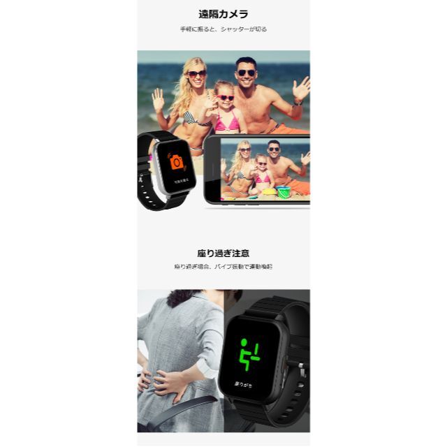 【体温測定 1.54インチ大画面】スマートウォッチ 血圧計 血中酸素濃度計