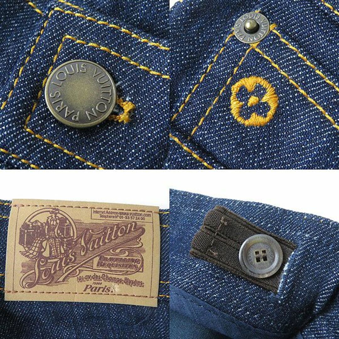 未使用品△正規品 LOUIS VUITTON ルイヴィトン キッズ モノグラム刺繍入り ロゴボタン付き デニムパンツ/ジーンズ インディゴブルー 8 仏製