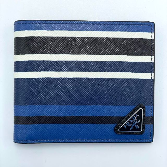 美品】プラダ 財布 サフィアーノ レザー コンパクトウォレット メンズ