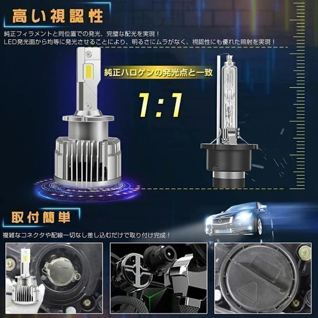 led d4s d4r ヘッドライト 16000 ルーメン 35W 爆光 6