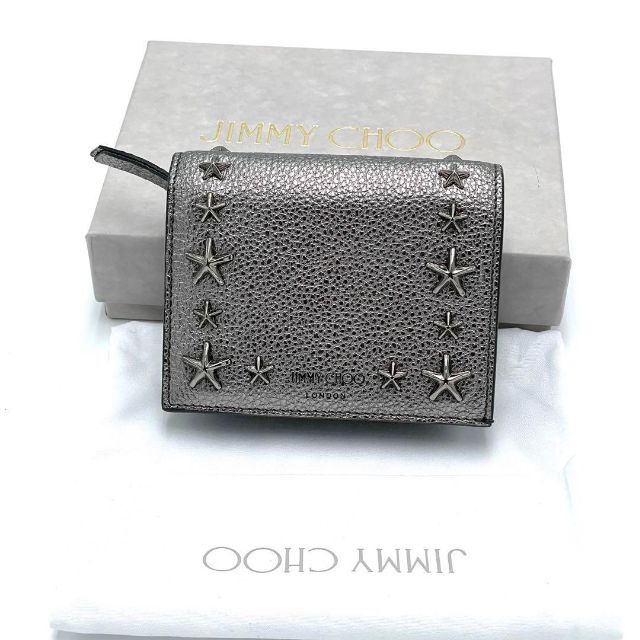 美品】ジミーチュウ 折り財布 スタースタッズ レザー コンパクト