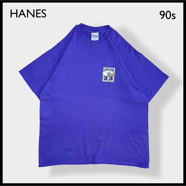 Hanes(ヘインズ)の【HANES】90s USA製 XL ワンポイントTシャツ バックプリント 古着 メンズのトップス(Tシャツ/カットソー(半袖/袖なし))の商品写真