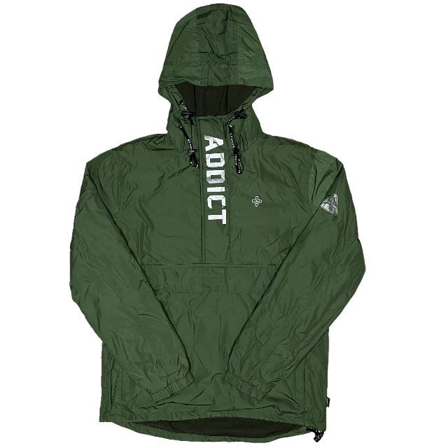 ADDICT アディクト ブランドロゴ デザイン ジャケット グリーン XLマウンテンパーカー