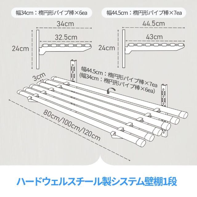 【特価商品】Hardwell 壁棚1段 楕円 ウォールシェルフ壁掛け ランドリー 5