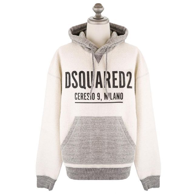 美品◆21年製 DSQUARED2 ディースクエアード S79GU0049 Icon Taped Hoodie コットン100％ スウェットパーカー ブラック S 正規品 メンズ