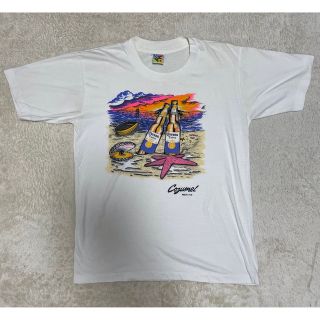 希少 90s コロナビール ヴィンテージ デカロゴ プリント Tシャツ 古着(Tシャツ/カットソー(半袖/袖なし))