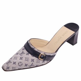 ルイヴィトン(LOUIS VUITTON)のルイヴィトン LOUIS VUITTON パンプス ミュール モノグラム キャンバス ヒール シューズ 靴 レディース 38(25cm相当) グレー/ネイビー(ハイヒール/パンプス)