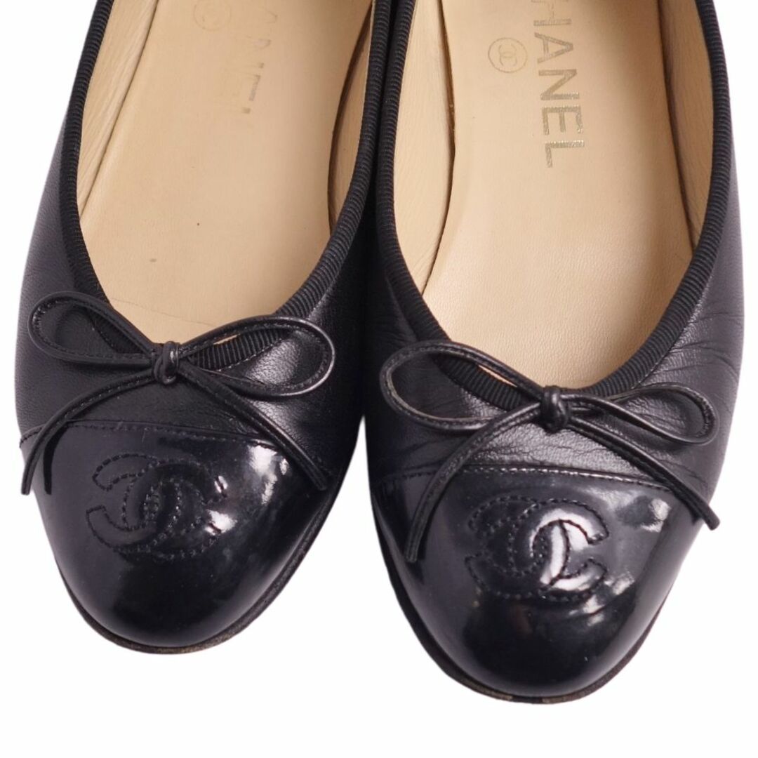 【お買い得】CHANEL フラットパンプス 23.5cm相当 ブラック