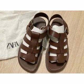 ZARA - ZARA トラックソールレザーサンダル　kids 35 新品