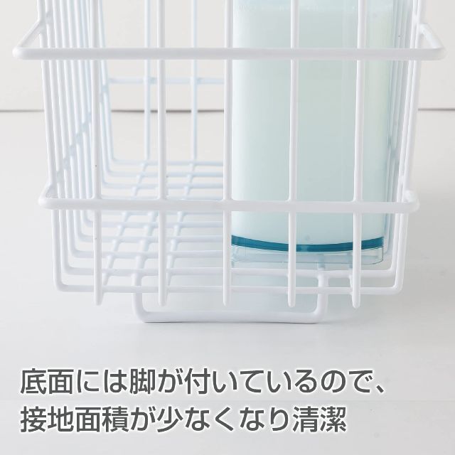 アーネスト 日本製 お風呂 カゴ ラック スリム タオルハンガー小物フック付き 3