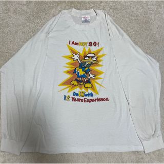 ディズニー(Disney)の希少 90s ディズニー ドナルドダック ロンＴ Tシャツ 古着 白 USA製(Tシャツ/カットソー(七分/長袖))