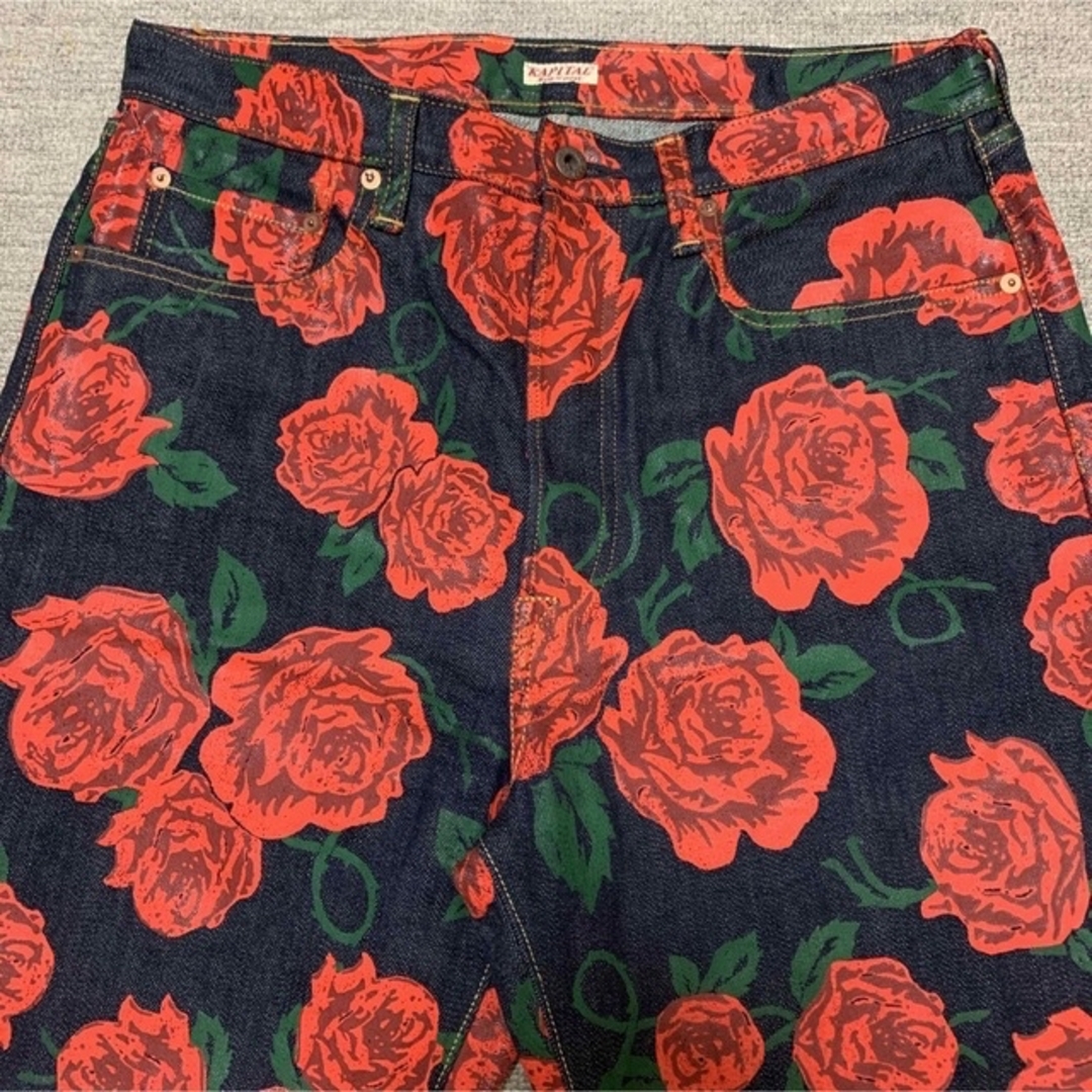 KAPITAL 34size ROSE 薔薇 花柄 デニム ジーンズ